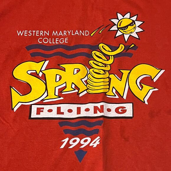 Vintage 90s Western Maryland College 1995 Spring Fling T-Shirt USA Single Stitch - Picture 2 of 7